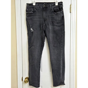 True Religion Mens Jeans 32(33x29) Logan Relaxed Taper Black Denim Distressed